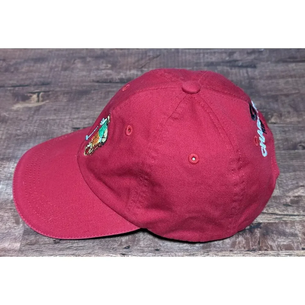Unique Rooster Golfer Hat, Red. Charlotte RIP Embroidered On The Back